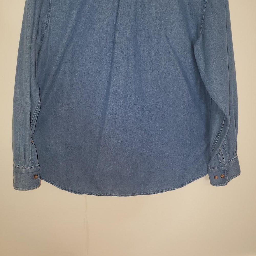 Mens Croft & Barrow Denim Oxford Long Sleeve Button Down Shirt - Picture 8 of 11